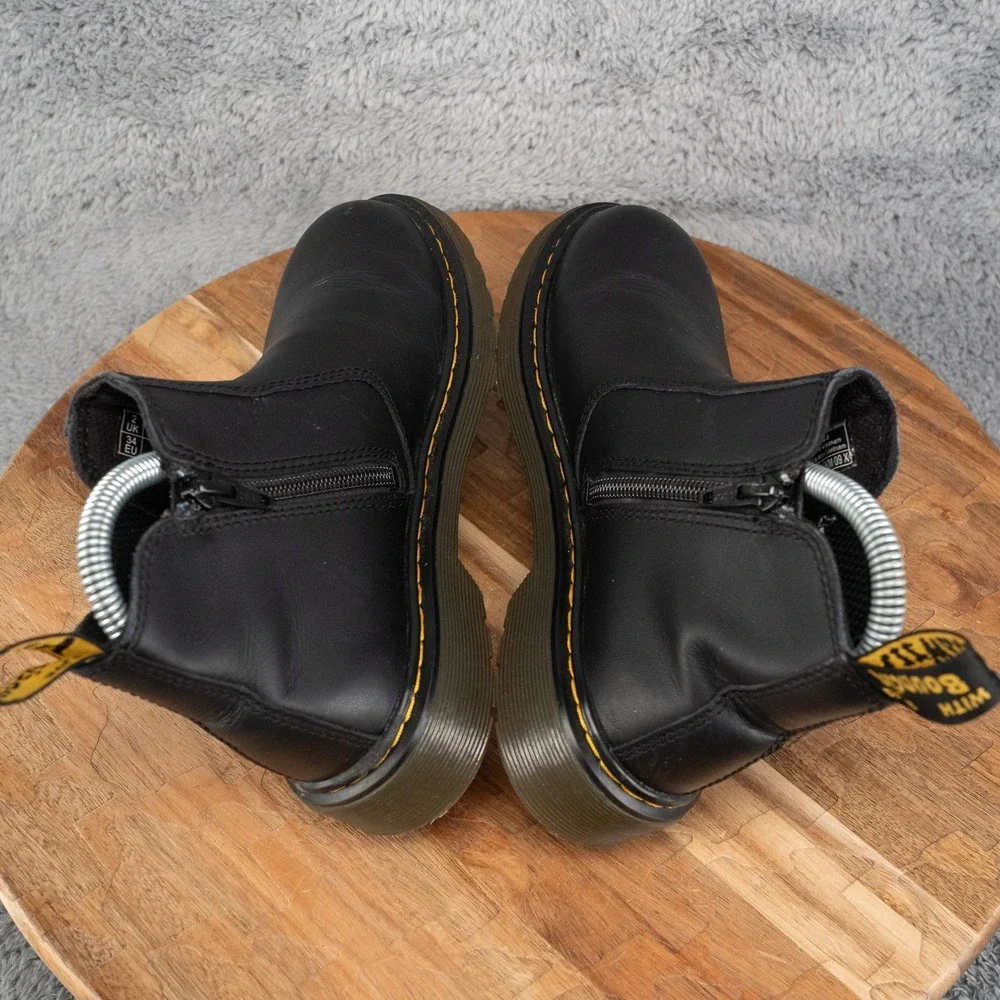 Dr. Martens 2976 J Chelsea Boots Kids Size 3 Black Leather Side Zip